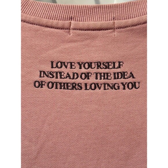 The Mayfair Group Self Love Club Cotton Crewneck Sweatshirt Pink One Size EUC!! - Picture 6 of 8